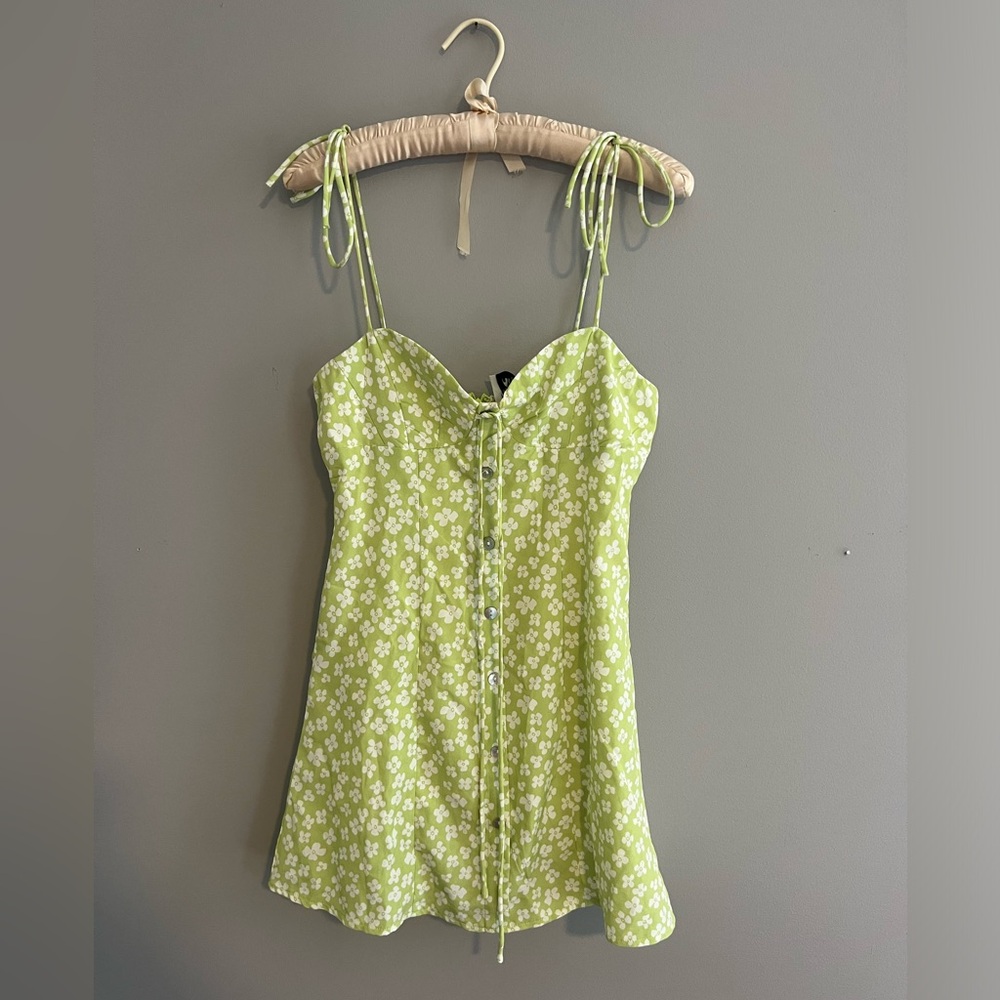Green/White Floral Princess Polly Mini Dress